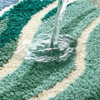 Coastal Wave Bath Mat, Absorbent Non-Slip Microfiber Bathroom Rug — product view 4