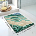 Coastal Wave Bath Mat, Absorbent Non-Slip Microfiber Bathroom Rug — product view 1