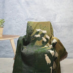 Sheep Pattern Woven Throw Blanket, Green Tassel Sofa and Bed Throw — product view 4