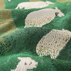 Sheep Pattern Woven Throw Blanket, Green Tassel Sofa and Bed Throw — product view 9