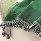 Sheep Pattern Woven Throw Blanket, Green Tassel Sofa and Bed Throw — product view 8