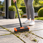 Patio joint and weed brush set with adjustable long handle