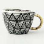SacredHut | Cup with abstract geometric pattern and gold handle