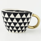 SacredHut | Cup with abstract geometric pattern and gold handle