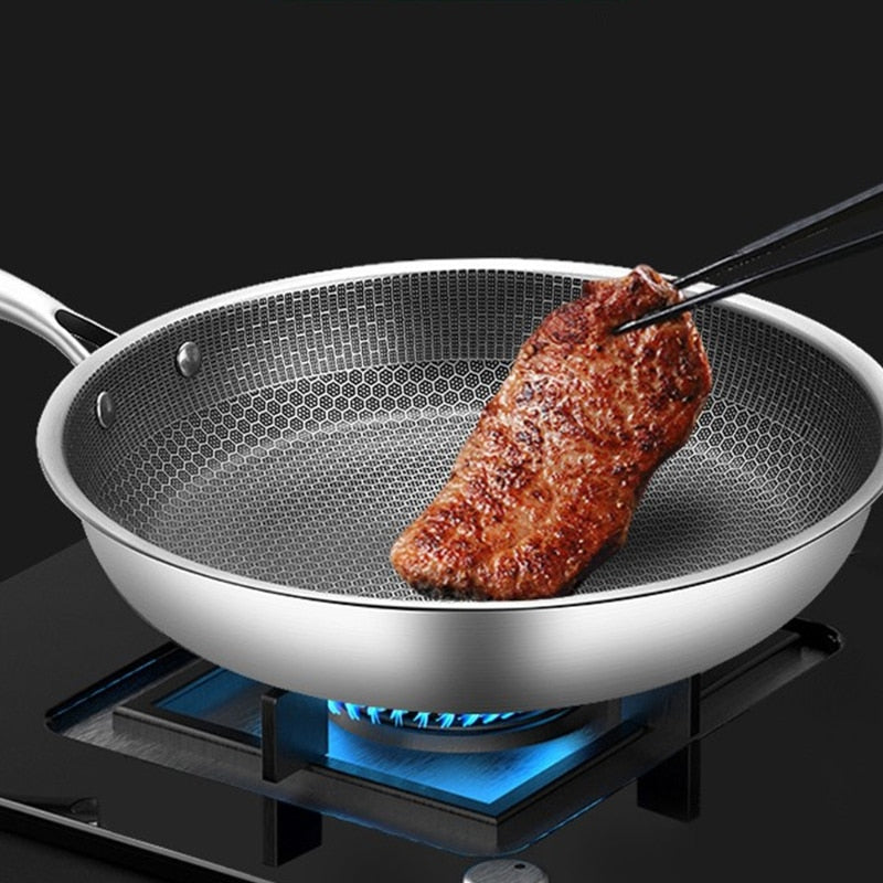 SacredHut | Premium Stainless Steel Frying Pan with Non-Stick Pixel Technology – Perfect for Healthy Frying
