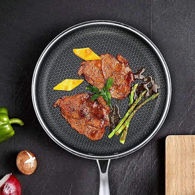 SacredHut | Premium Stainless Steel Frying Pan with Non-Stick Pixel Technology – Perfect for Healthy Frying