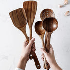 SacredHut | NordTeak 7-piece kitchen helper set – premium teak wood tools for stylish and versatile cooking