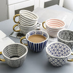 SacredHut | Cup with abstract geometric pattern and gold handle