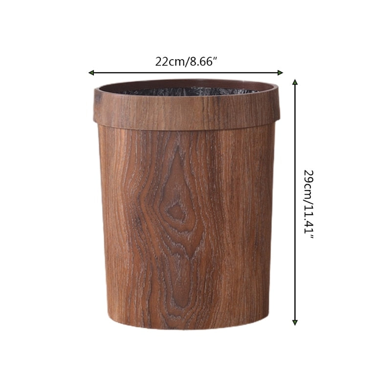 SacredHut | Elegant Retro Wood Grain Trash Can