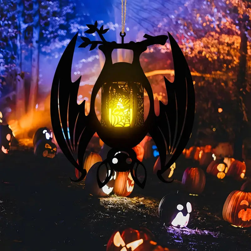 Gothic Bat Hanging Lantern Candle Holder, Halloween Decor - product view 3