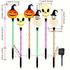Halloween Solar Pathway Lights, Set of 6 Pumpkin Skull Ghost Stakes - product view 6