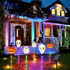 Halloween Solar Pathway Lights, Set of 6 Pumpkin Skull Ghost Stakes - product view 1