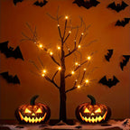 Halloween LED Birch Tree, Orange or Purple Lights, USB or Battery - product view 2
