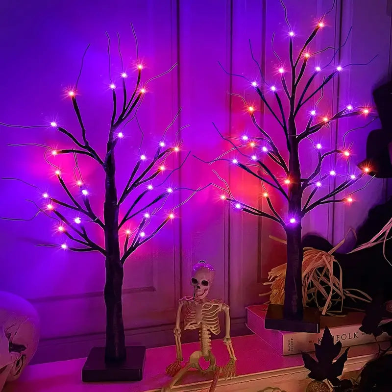 Halloween LED Birch Tree, Orange or Purple Lights, USB or Battery - product view 4