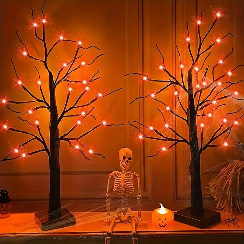 Halloween LED Birch Tree, Orange or Purple Lights, USB or Battery - product view 5