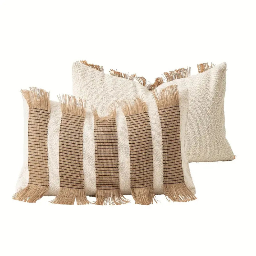 Boho Striped Throw Pillow Cover, Woven Cushion Cover with Hidden Zipper — product view 3