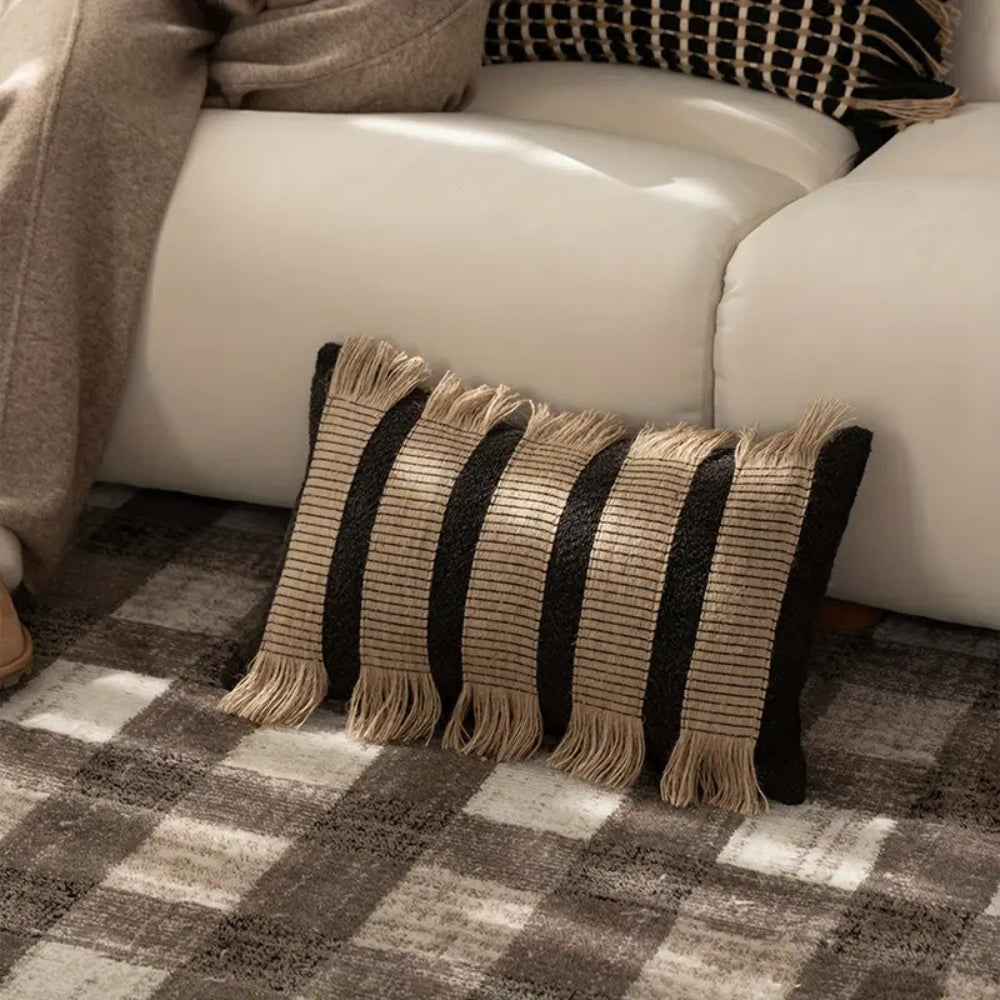 Boho Striped Throw Pillow Cover, Woven Cushion Cover with Hidden Zipper — product view 2