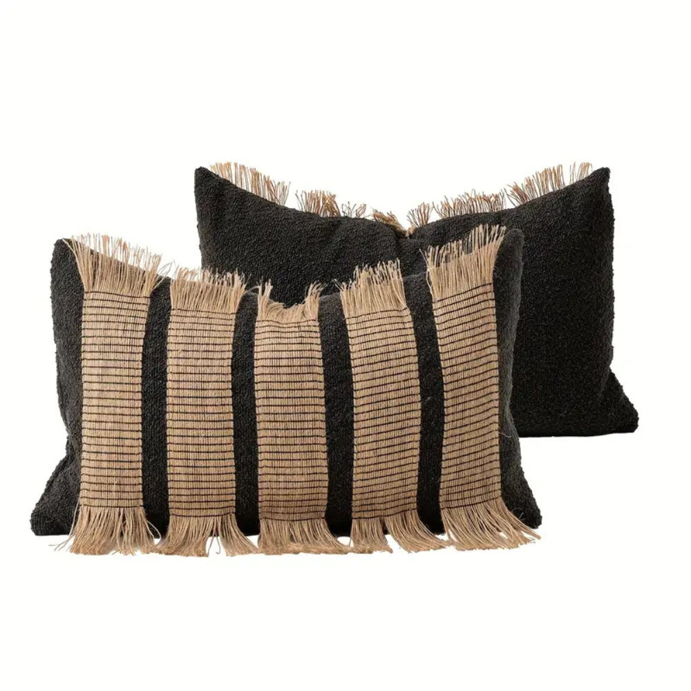 Boho Striped Throw Pillow Cover, Woven Cushion Cover with Hidden Zipper — product view 9