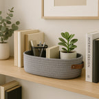 Woven Storage Basket with Handles, Bathroom and Shelf Organizer — product view 5