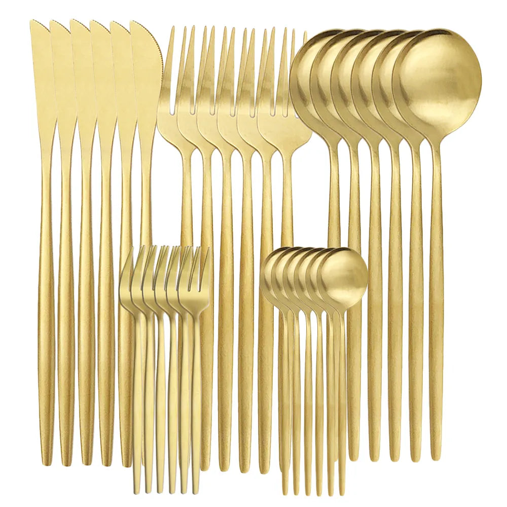 SacredHut | High-Quality Stainless Steel Cutlery Set for 6 People - Elegant Cutlery Collection