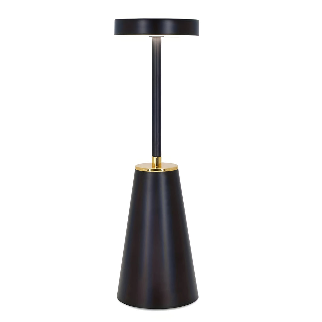 Slim Rechargeable Table Lamp, 3-Color Touch-Dimmable LED Light - Black