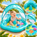 Inflatable baby water play mat with sun canopy