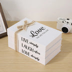Rustic Decorative Book Stack, White Faux Books with Twine — product view 3