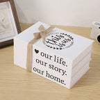 Rustic Decorative Book Stack, White Faux Books with Twine — product view 6