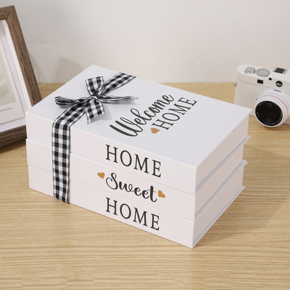 Rustic Decorative Book Stack, White Faux Books with Twine — product view 4
