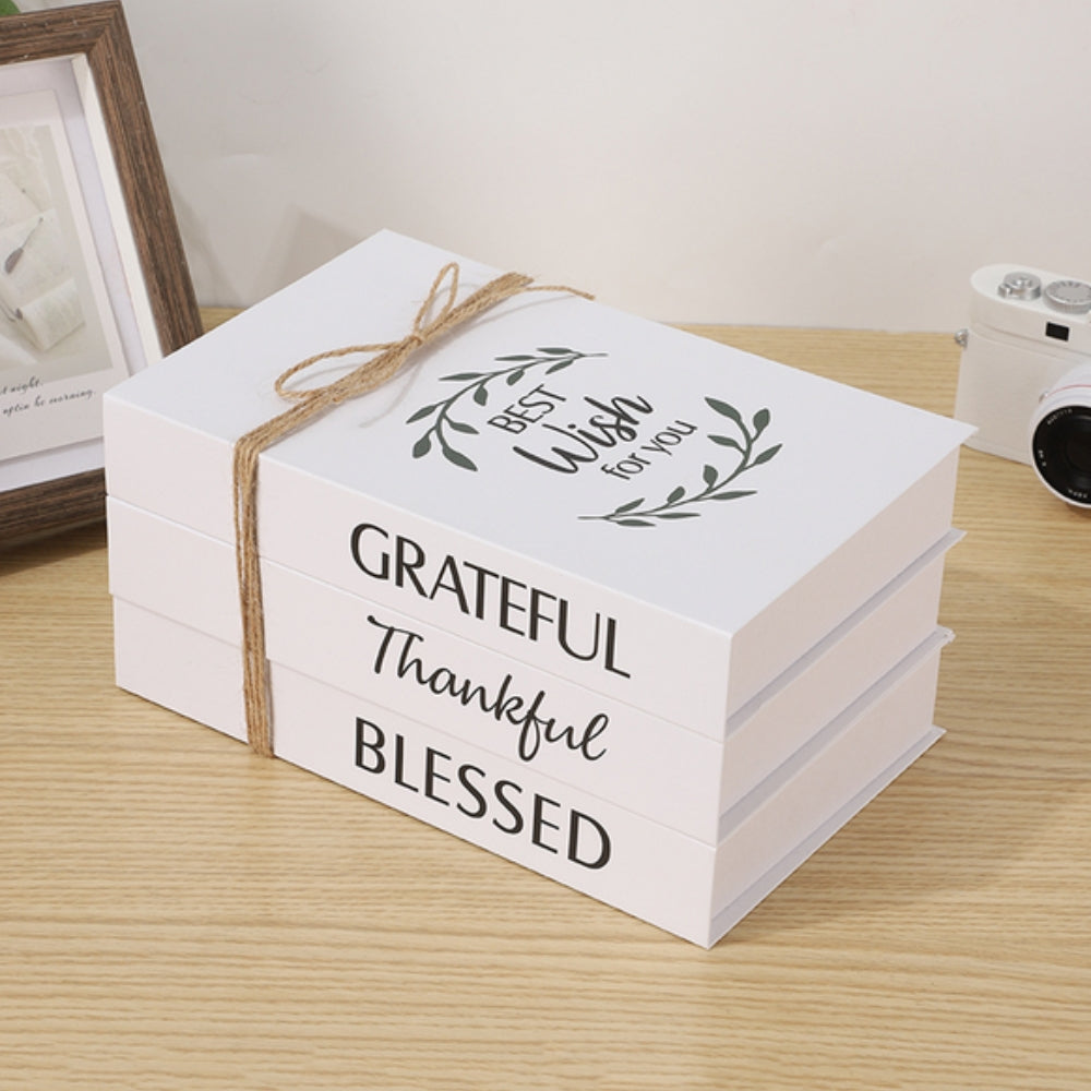 Rustic Decorative Book Stack, White Faux Books with Twine — product view 5