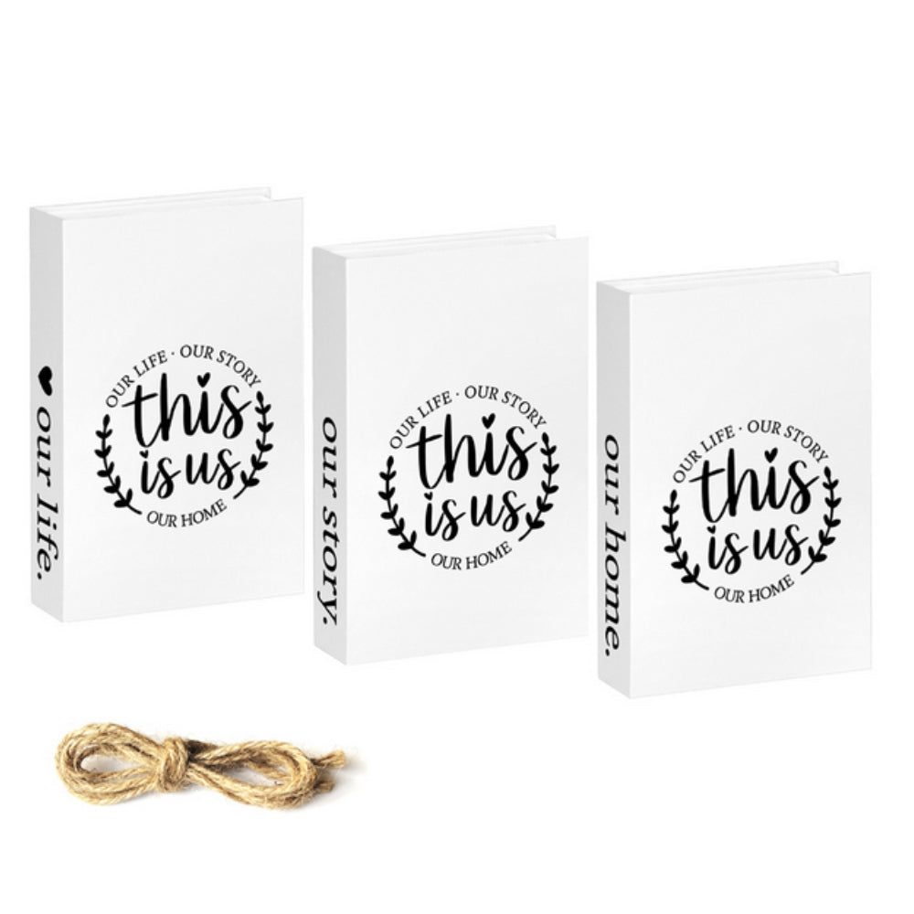 Rustic Decorative Book Stack, White Faux Books with Twine — product view 8