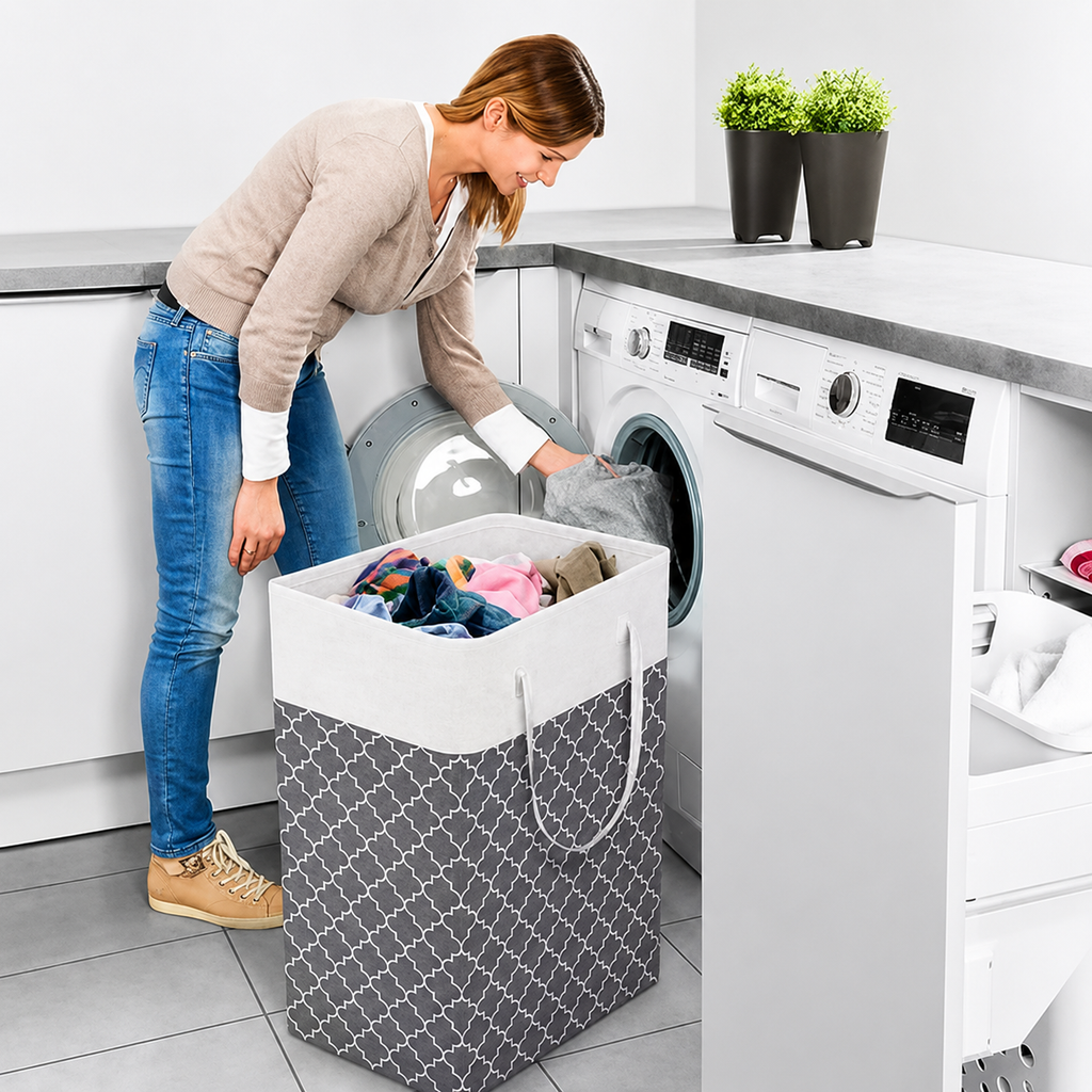 75L waterproof collapsible laundry basket with handles