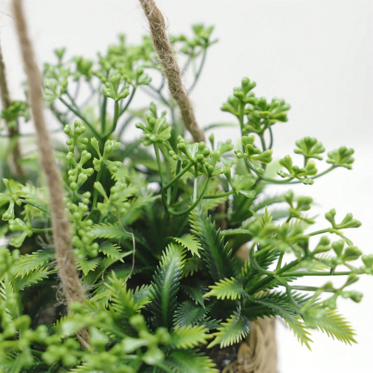 Hanging Artificial Plant in Woven Basket, Faux Eucalyptus or Rosemary — product view 9