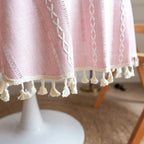 Leaf Embroidered Round Tablecloth, 55-Inch Dining Table Cover — product view 2