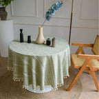Leaf Embroidered Round Tablecloth, 55-Inch Dining Table Cover — product view 9