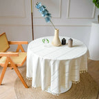 Leaf Embroidered Round Tablecloth, 55-Inch Dining Table Cover — product view 11