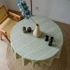 Leaf Embroidered Round Tablecloth, 55-Inch Dining Table Cover — product view 6