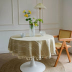 Leaf Embroidered Round Tablecloth, 55-Inch Dining Table Cover — product view 8