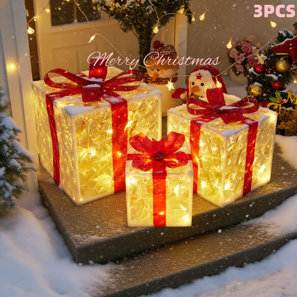 LED Christmas Gift Box Lights, Battery-Powered Set of 3 - product view 5