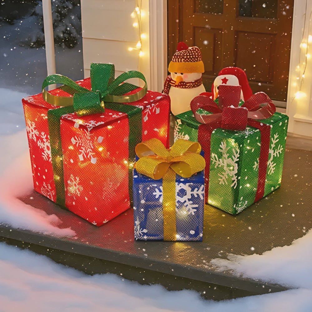 LED Christmas Gift Box Lights, Battery-Powered Set of 3 - Model 3, 3 Pieces Set