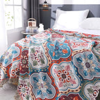 Moroccan Mosaic Cotton Throw Blanket, Reversible Tassel Fringe — product view 3