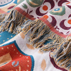 Moroccan Mosaic Cotton Throw Blanket, Reversible Tassel Fringe — product view 5