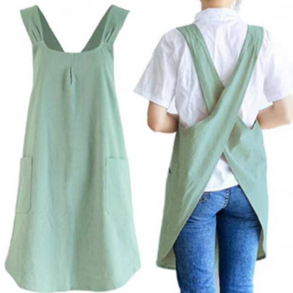 Japanese Cross-Back Apron — Mint Green