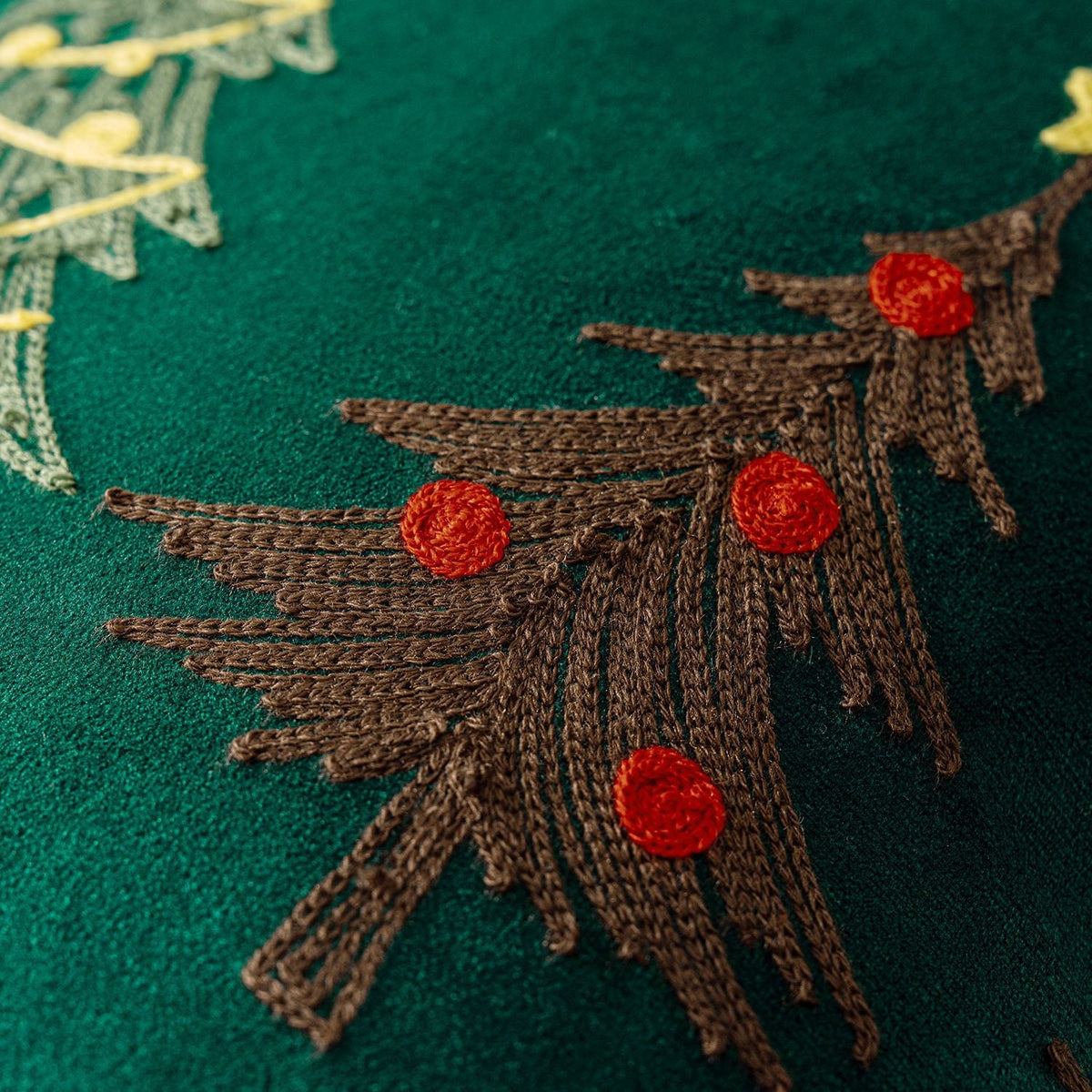 Embroidered Christmas Tree Pillow Cover, 17.72 × 17.72 Inches - product view 3