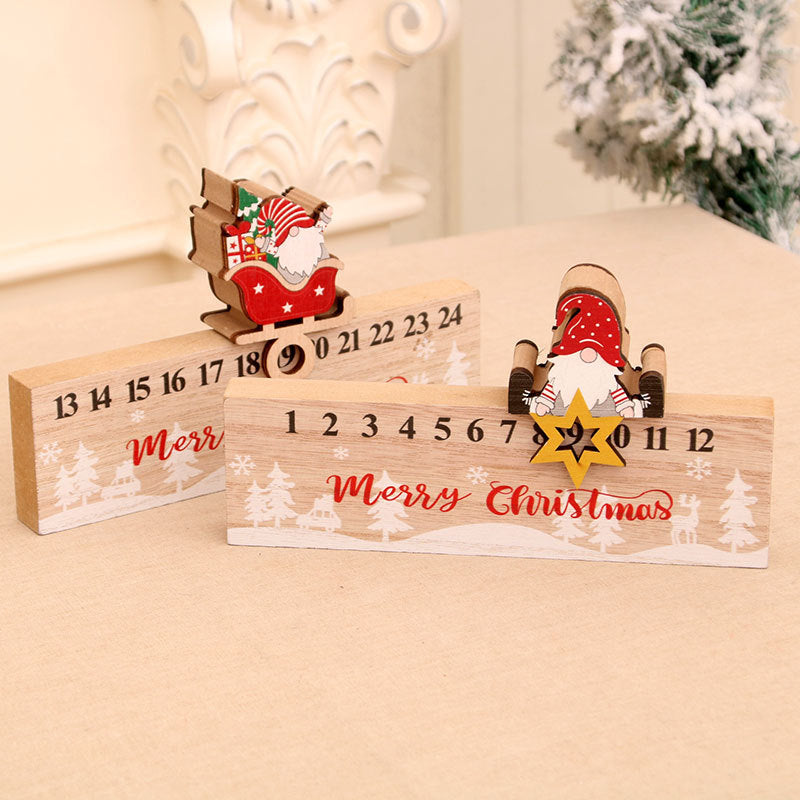 Wooden Christmas Advent Countdown Calendar, Santa or Gnome - product view 2