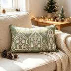 Embroidered Gingerbread House Christmas Pillow Cover, Square or Lumbar - product view 9