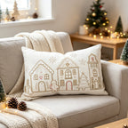 Embroidered Gingerbread House Christmas Pillow Cover, Square or Lumbar - product view 10