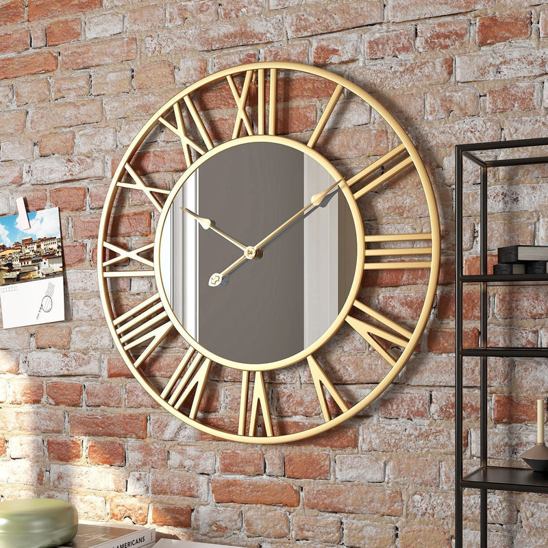 SacredHut | Metal Vintage Large Size Wall Clock with Mirror 39cm