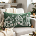 Embroidered Gingerbread House Christmas Pillow Cover, Square or Lumbar - product view 8