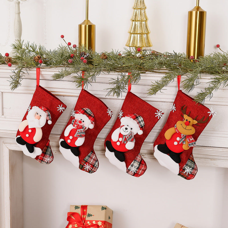 Christmas Hanging Stockings, Reindeer, Santa, Snowman & Polar Bear - product view 3
